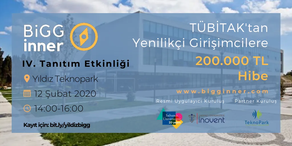 BiGGinner IV. Tanıtım Etkinliği afişi: Yıldız Teknopark, 12 Şubat 2020, 14:00-16:00